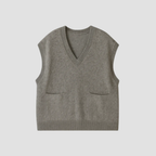 Sleeveless Knit Vest | Soft Wool-Like Layering Style, Deep V-Neck Fit