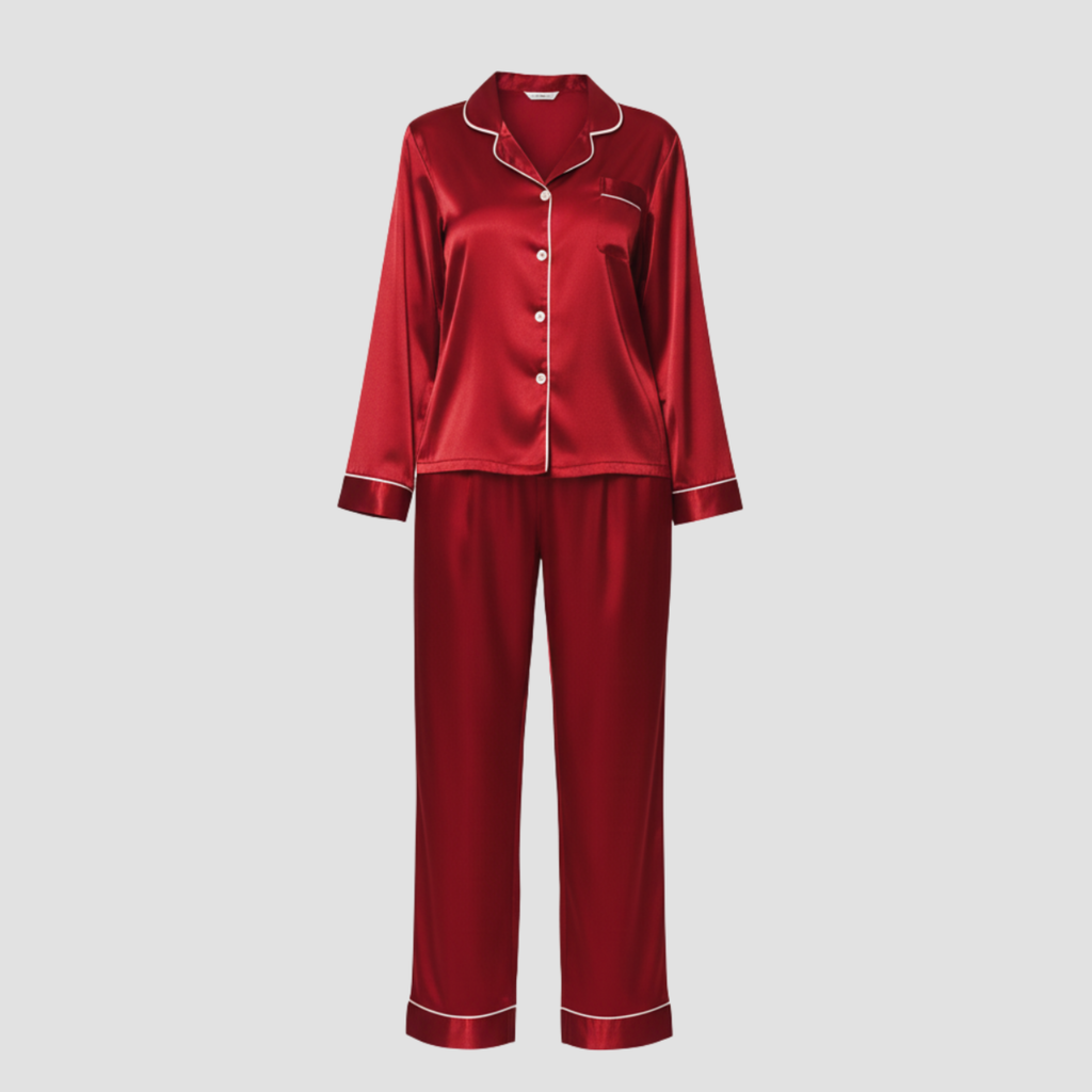 LUMIERA | WOMEN’S SATIN LONG PAJAMA SET – SOFT ELEGANT SLEEPWEAR