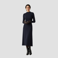 High-Neck Midi Dress | Long Sleeve Fit, Soft Drape & Elegant Seasonal Style