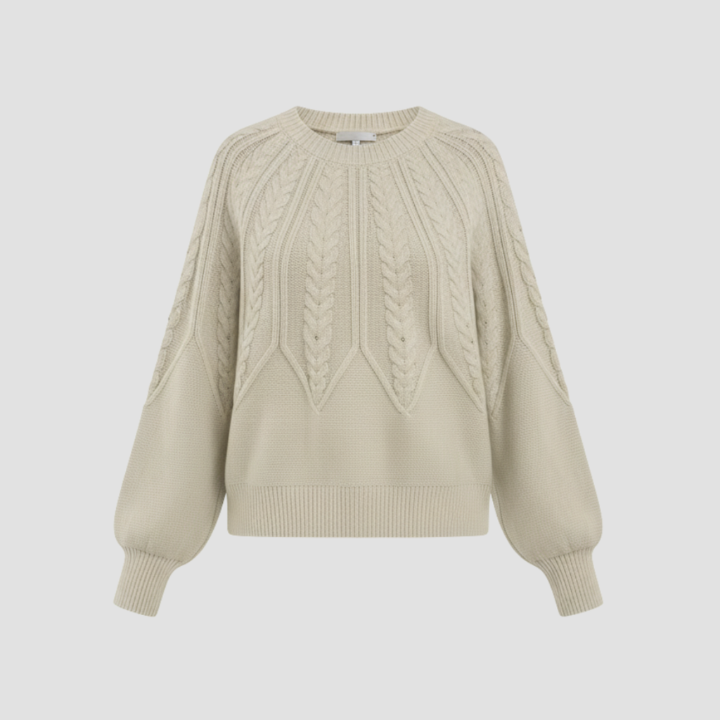 Cable Knit Relaxed Fit Sweater | Cozy Modern Everyday Crewneck Style