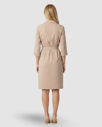 A-line midi dress with a shirt collar and belted waist with pockets 7