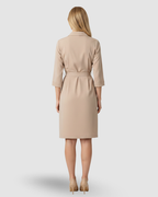 A-line midi dress with a shirt collar and belted waist with pockets 7