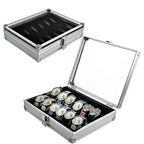 Aluminium Watch Box for Men – 12 Grid Slots, Suede Interior Watch Display Case 0