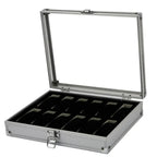 Aluminium Watch Box for Men – 12 Grid Slots, Suede Interior Watch Display Case 2