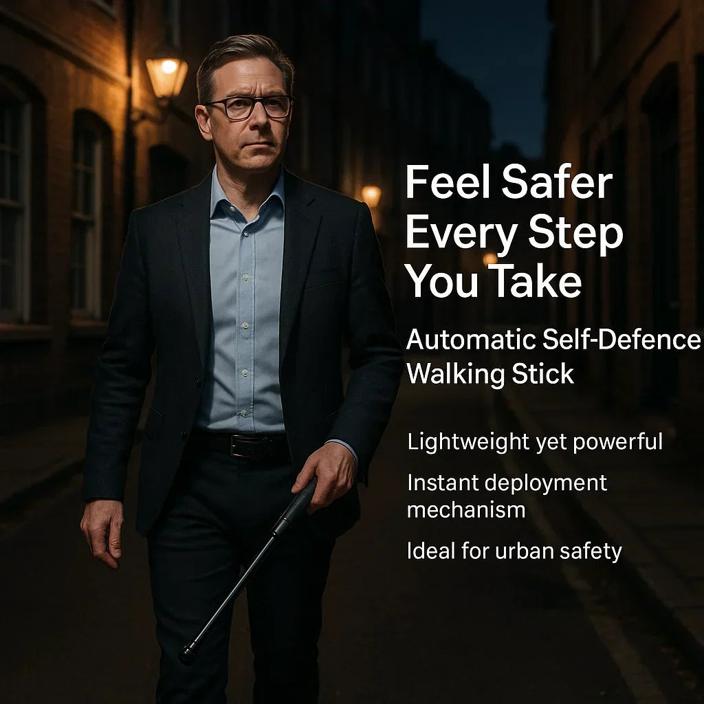 Automatic Self-Defense Walking Stick With Anti-Slip Grip 2