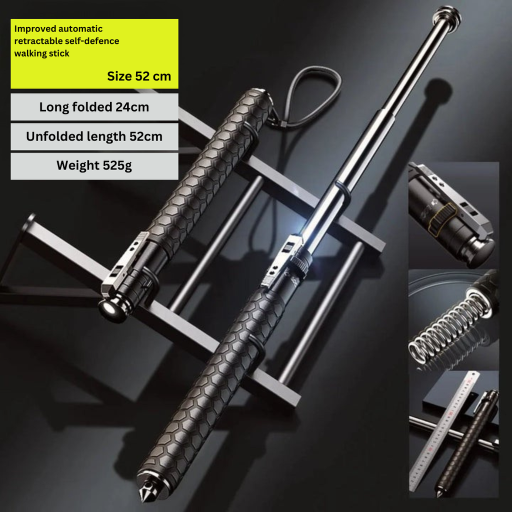 Automatic Self-Defense Walking Stick With Anti-Slip Grip 5