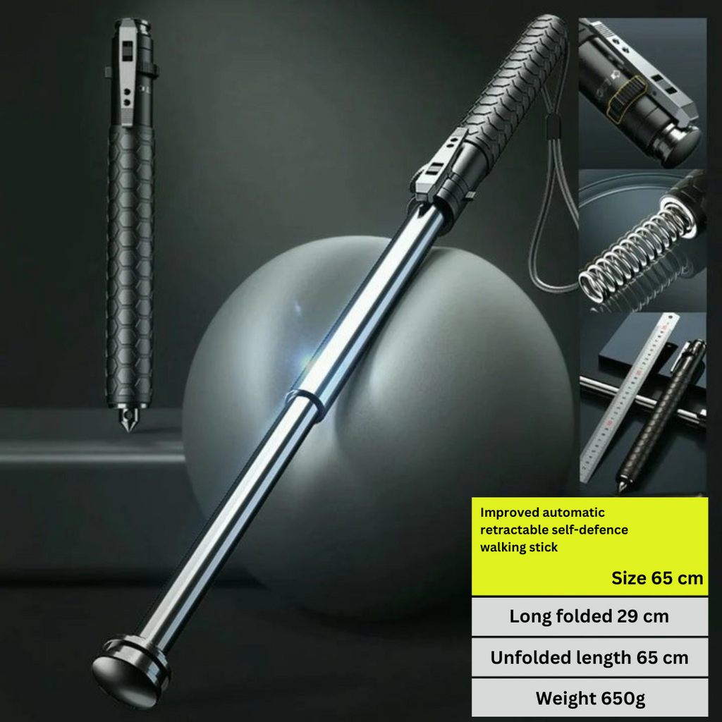 Automatic Self-Defense Walking Stick With Anti-Slip Grip 8