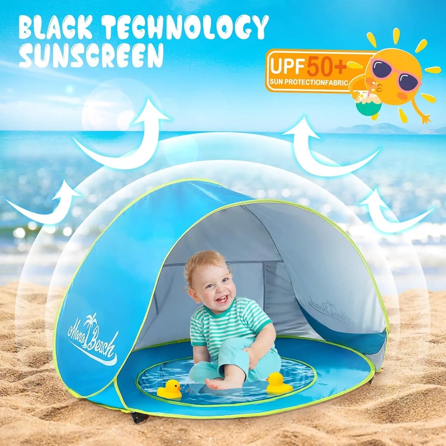 Baby Beach Tent — Pop-Up UV50+ Sun Shelter with Pool & Carry Bag 2