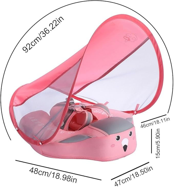 Baby Zwemtrainer met Zonnescherm – Opblaasbare Zwemring (3–24 mnd) 1