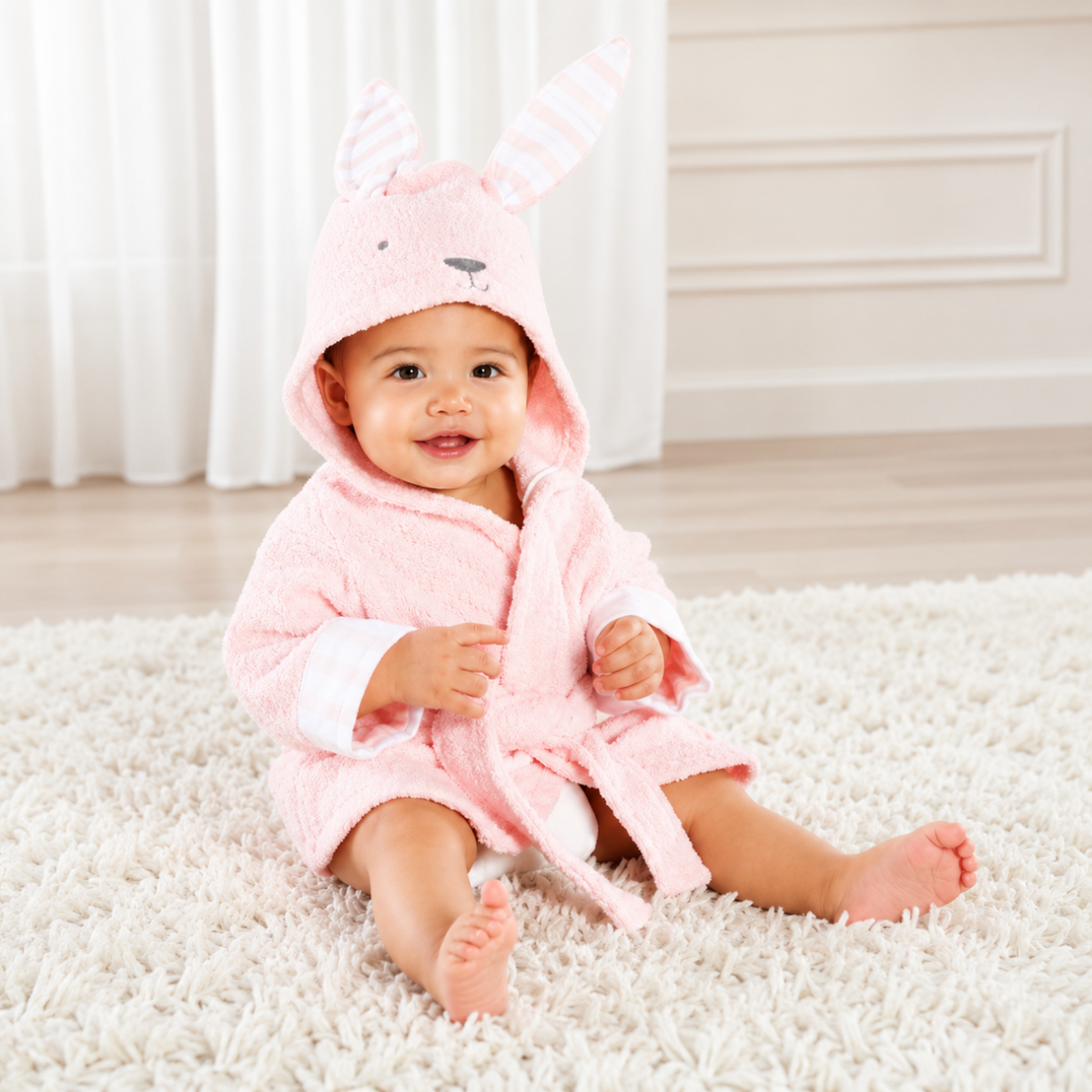 Babybadhanddoek met capuchon — Zachte badponcho met dierenprint voor baby's en peuters 2