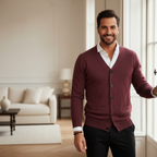 Button-Front V-Neck Knit Cardigan | Versatile Everyday Men's Style Knitwear