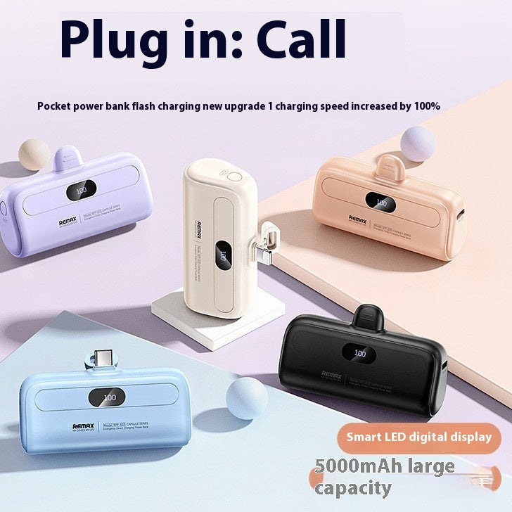 Capsule Power Bank 5000mAh — Industrial Style, Apple & USB-C 1
