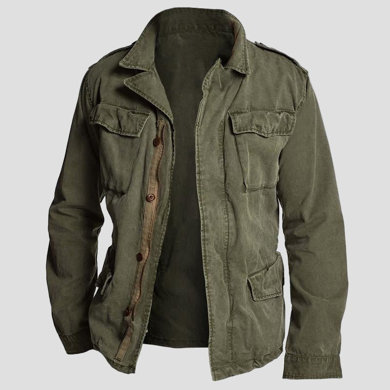 Casual Field Jacket for Men Vintage Multi Pocket Style 0