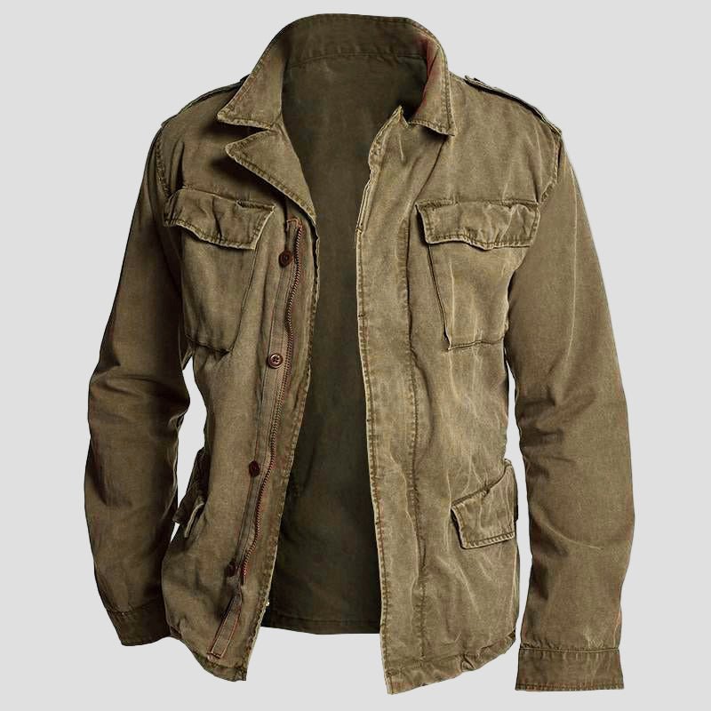 Casual Field Jacket for Men Vintage Multi Pocket Style 7