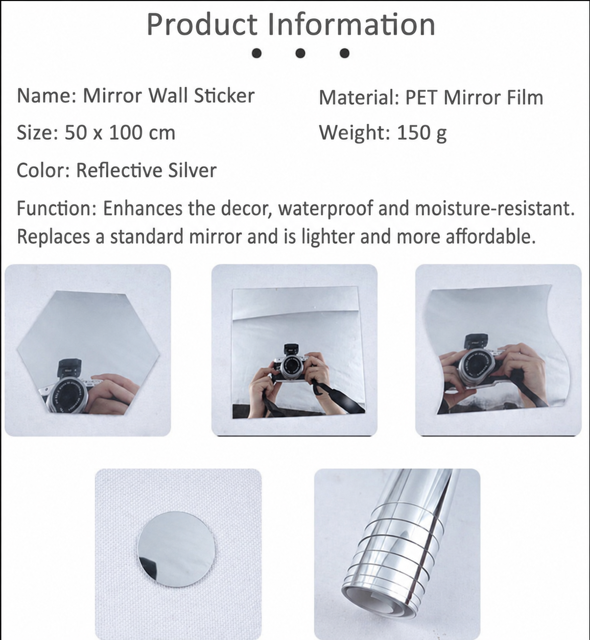 Mirror Sheet Self-Adhesive – Flexible PET Film You Cut to Size