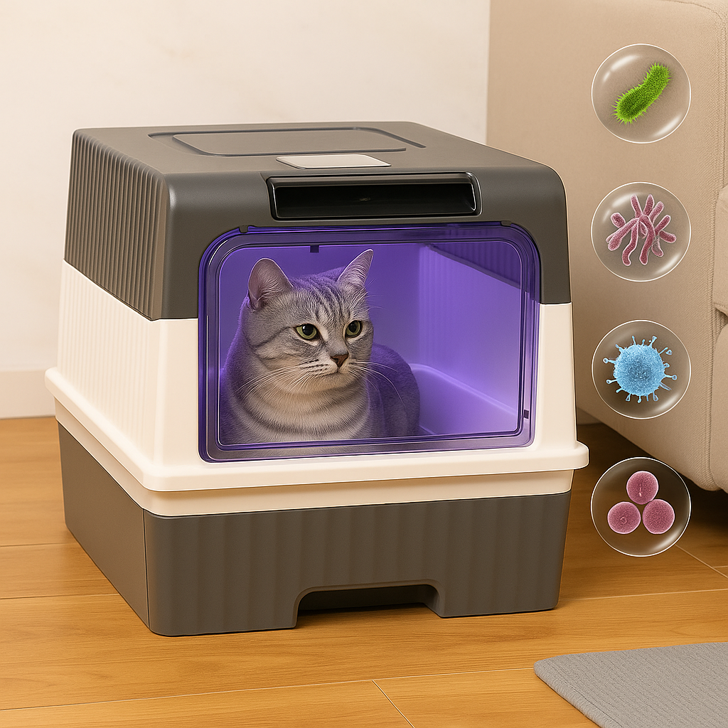 Enclosed Cat Litter Box – Hooded Litter Tray with Scoop