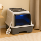 Enclosed Cat Litter Box – Hooded Litter Tray with Scoop