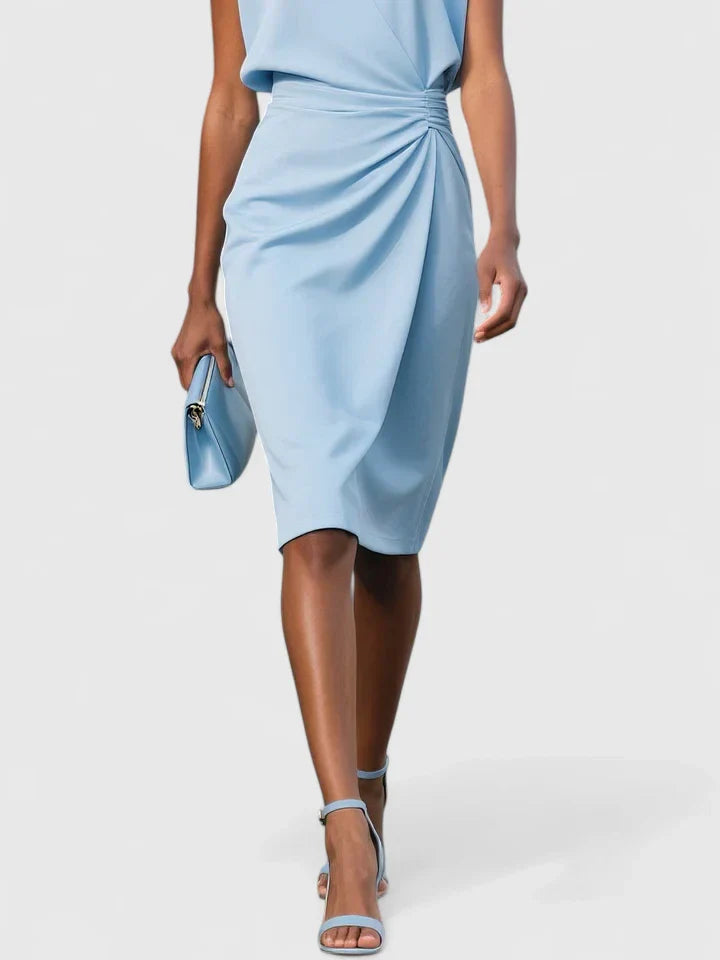 Claire | Elegant Ruched Midi Dress Women Sleeveless Summer Fitted 3