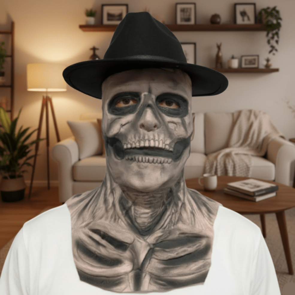 DREADSKULL – Realistische skelettenmasker met hoed voor de ultieme Halloween-transformatie 5