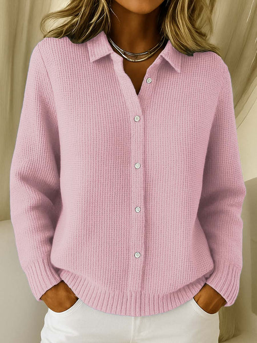 Dames Klassieke Cardigan met Kraag – Tijdloze Elegantie in Zachte Katoenmix 1