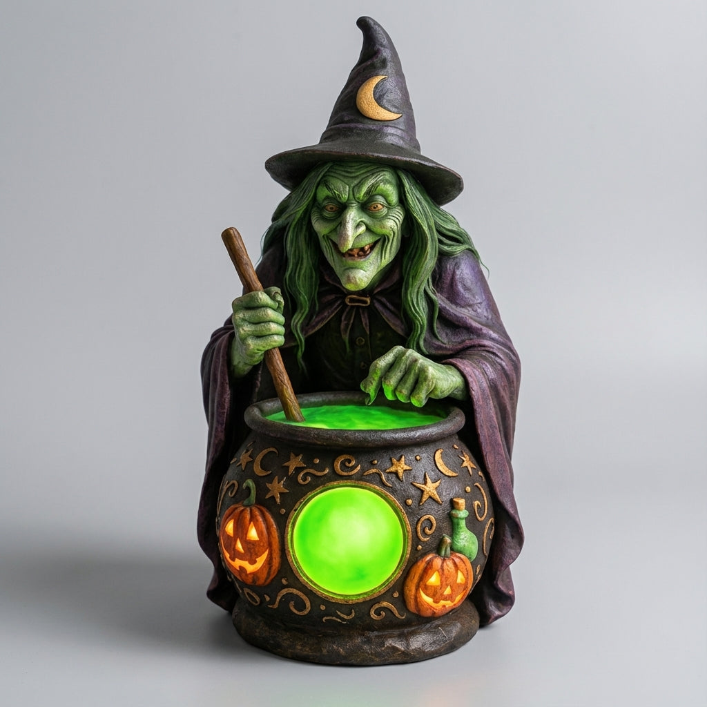 Decoratielamp Heks Ketel Halloween LED Neon Groen USB Resin 15cm Woonkamer Tafeldecoratie Sfeerverlichting Feest Cadeau | Sansoti 1