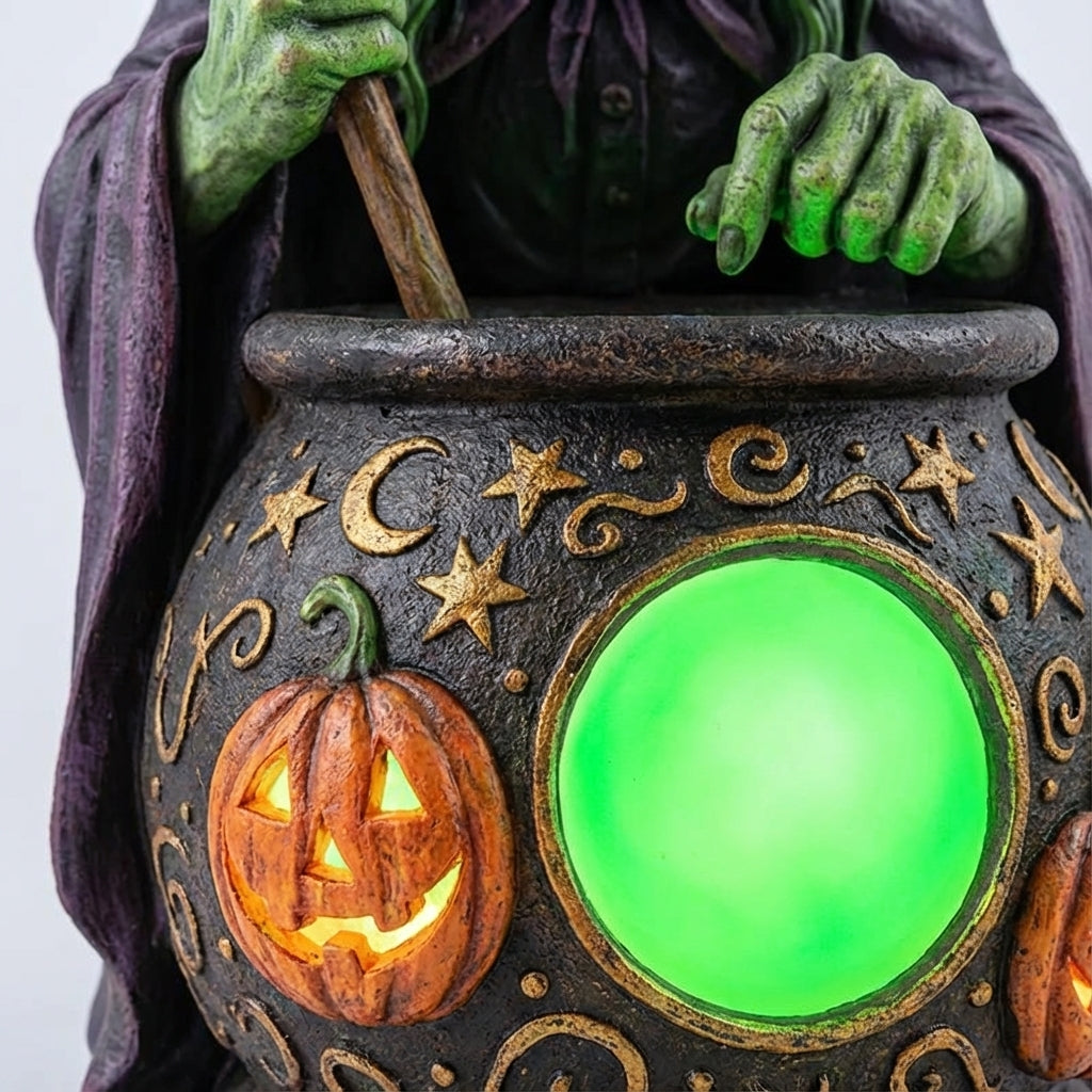 Decoratielamp Heks Ketel Halloween LED Neon Groen USB Resin 15cm Woonkamer Tafeldecoratie Sfeerverlichting Feest Cadeau | Sansoti 2