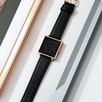 Digital Watch with LED Word Grid Display and Leather Strap for Men and Women 3