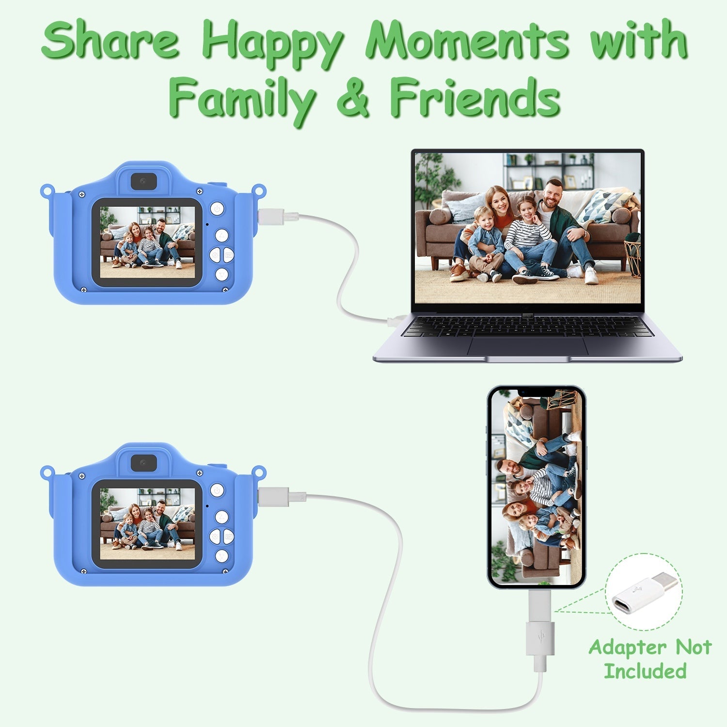 Dinosaur Kids Selfie Camera | 48MP 1080P HD Digital Camera with Games & Music, Ages 6+ 7