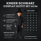 Driedelig Kinderkostuum Zwart voor Themafeesten en Cosplay | Sansoti 2