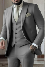Driedelig Slim Fit Heren Pak met Reverskraag voor Bruiloften en Formele Gelegenheden 7