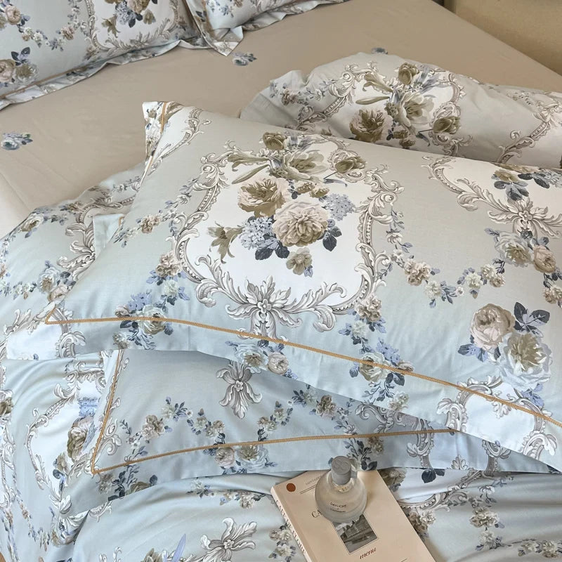 Driedelige beddenset van Egyptisch katoen – bloemenpatroon met ritssluiting 4