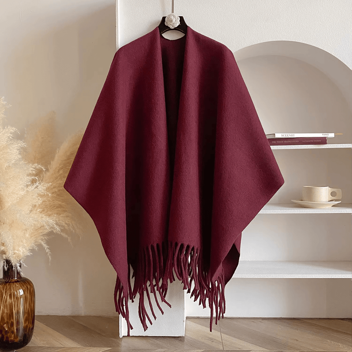 Dubbelzijdige Kasjmiermix Poncho voor Dames Luxe en Warm 4