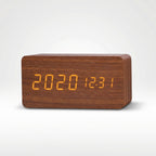 LED Wooden Alarm Clock | Voice Activation, Adjustable Brightness