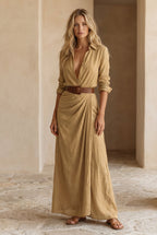 Elvira | Belted Lapel Maxi Dress 1