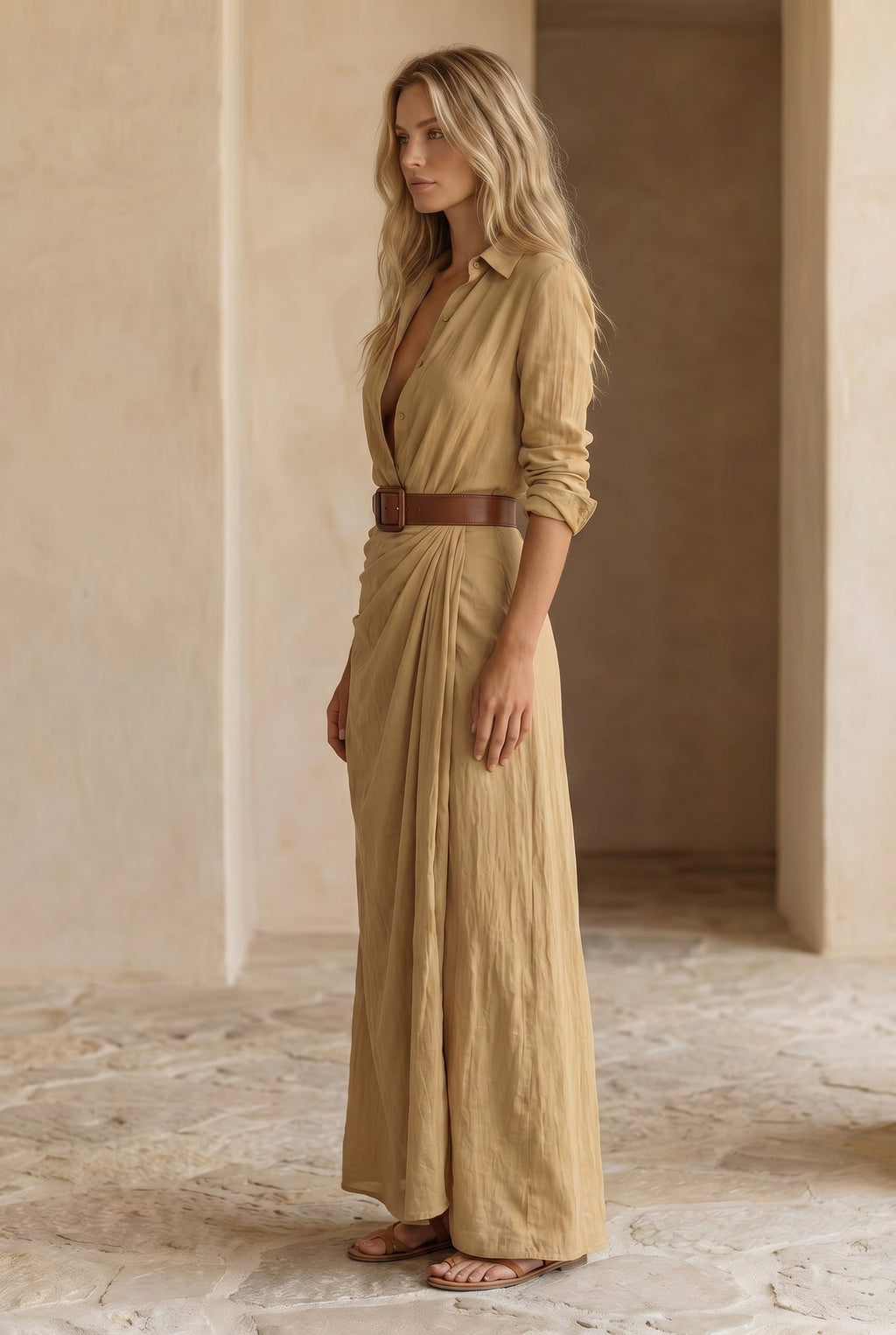 Elvira | Belted Lapel Maxi Dress 2
