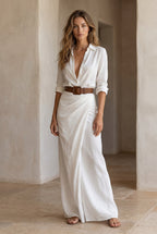 Elvira | Belted Lapel Maxi Dress 6