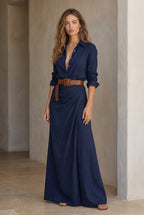 Elvira | Belted Lapel Maxi Dress 7