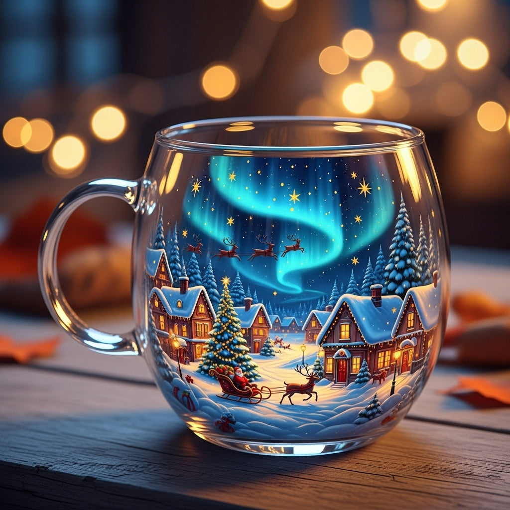 Feestelijk Glazen Kerstbeker met Wintermotief voor Warme Dranken | Sansoti 0