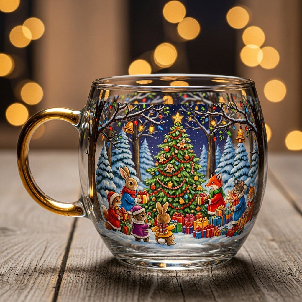 Feestelijk Glazen Kerstbeker met Wintermotief voor Warme Dranken | Sansoti 1