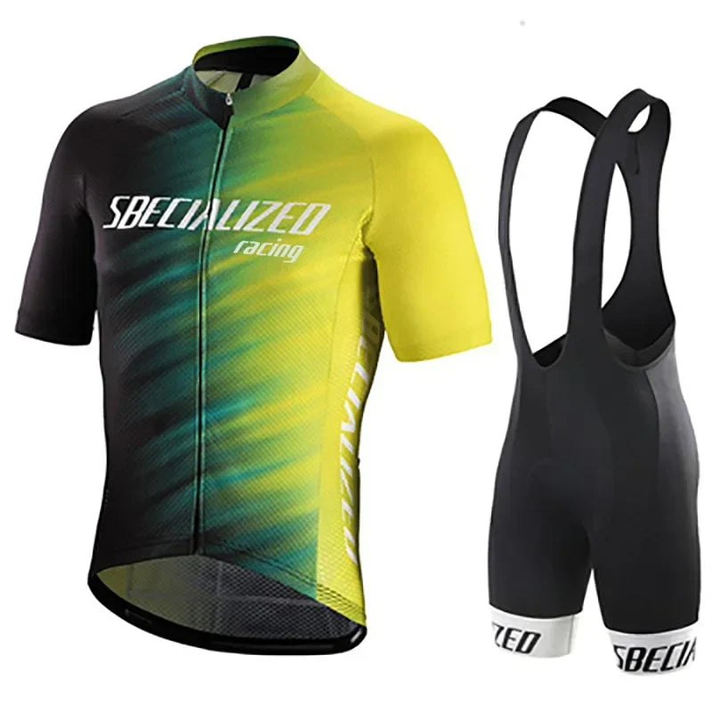 Mens Cycling Kit – Breathable Jersey with Bib Shorts and Gel Pad