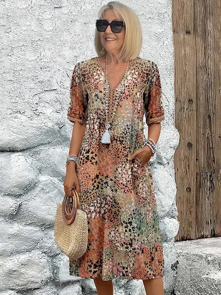 Floral Loose-Fit Knee Dress 4