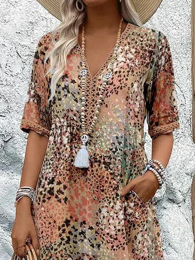Floral Loose-Fit Knee Dress 5