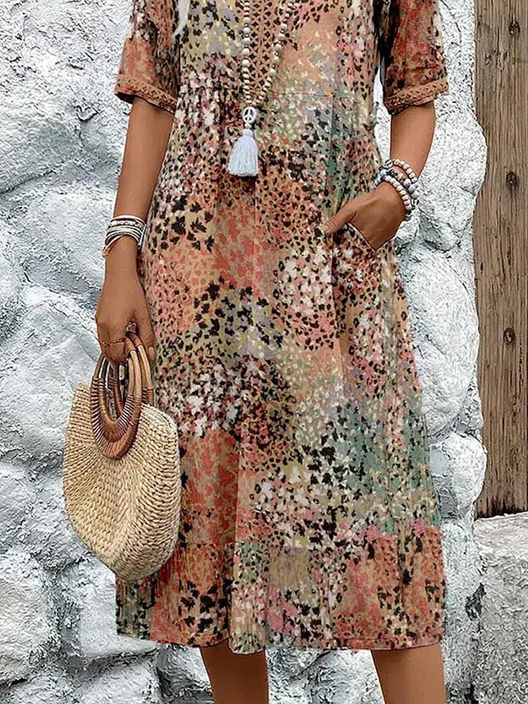 Floral Loose-Fit Knee Dress 6
