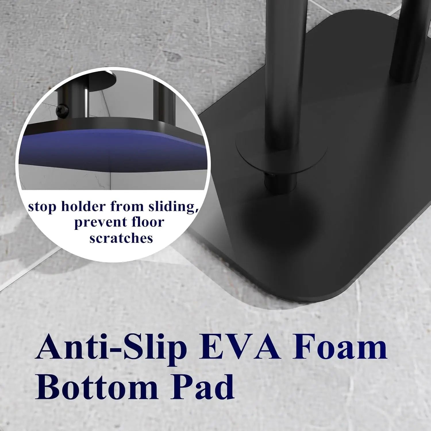 Free-Standing Toilet Paper Holder with Shelf | Rustproof Metal Bathroom Organizer, Black 5