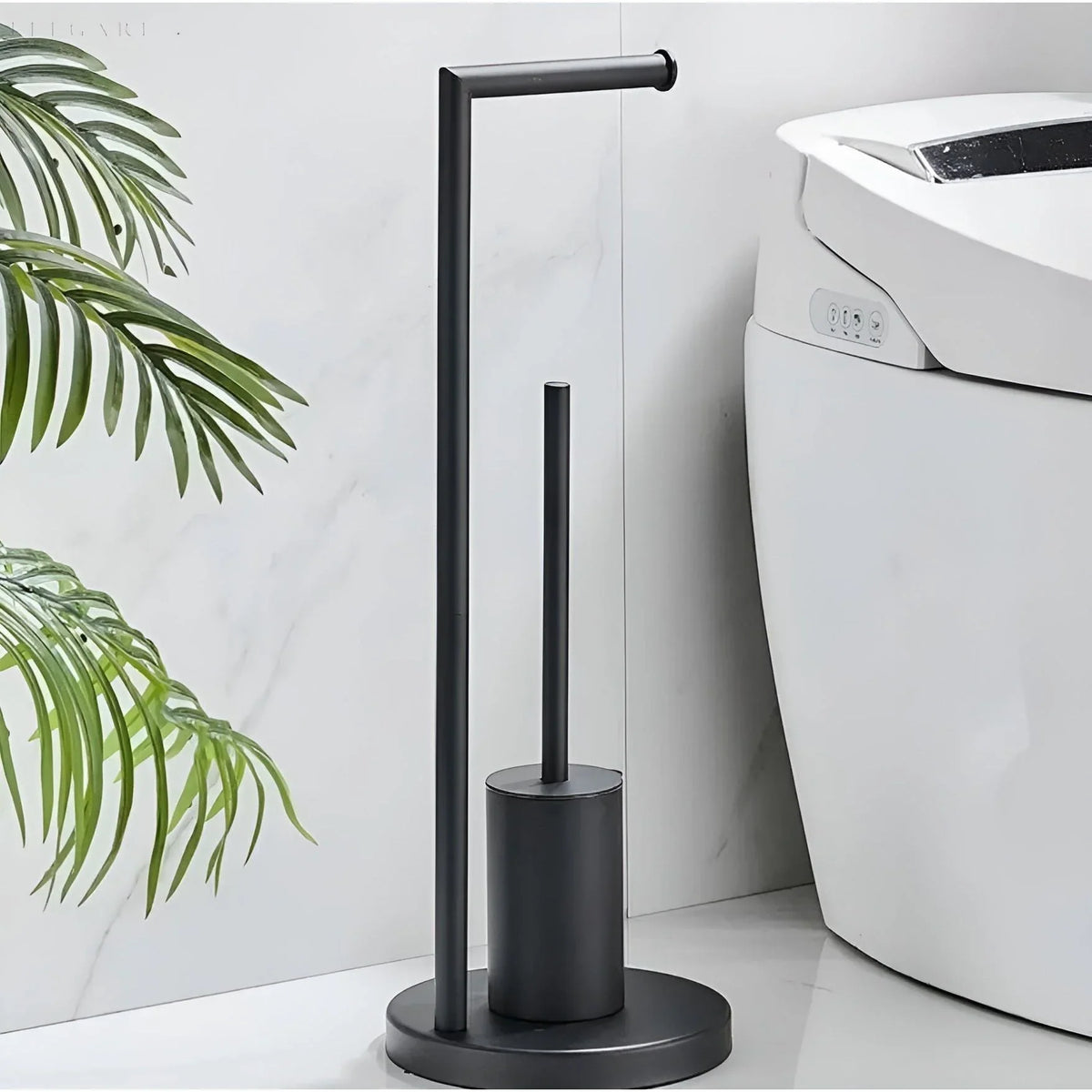 Functional Toilet Paper Holder with Integrated Brush – Space-Saving Design for Modern Bathrooms 0