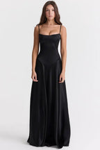 Gabriella – The Silky Satin Corset Maxi Dress 0