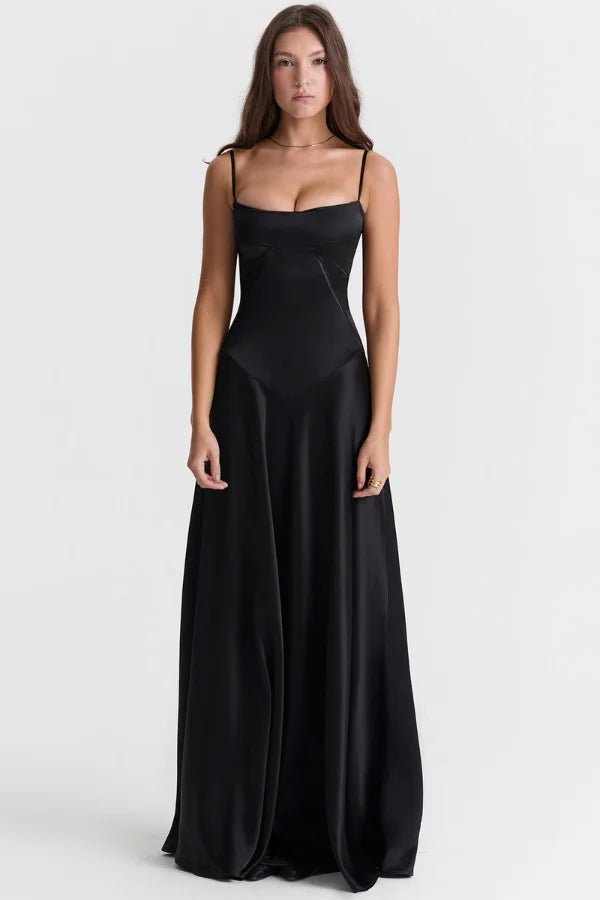 Gabriella – The Silky Satin Corset Maxi Dress 0