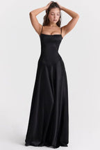 Gabriella – The Silky Satin Corset Maxi Dress 1