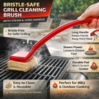 Grill Cleaning Brush Steam Scrubber Long Handle BBQ Tool 3
