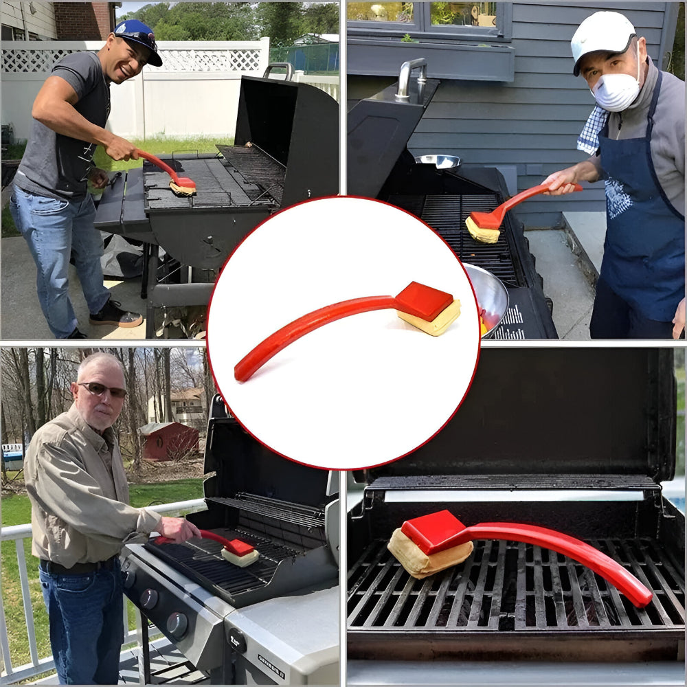 Grill Cleaning Brush Steam Scrubber Long Handle BBQ Tool 4